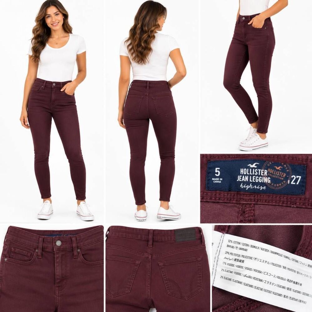 Hollister Sz 5/27 Highrise Jegging Burgundy Skinny Pants